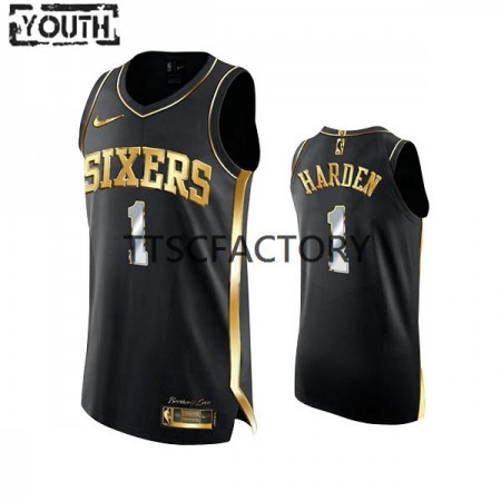 Maillot Basket Philadelphia 76ers James Harden 1 Nike 2022 Golden Edition Noir Swingman - Enfant